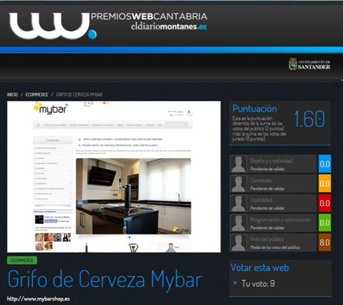 Candidatura Mybar para los Premios Web Cantabria 2013